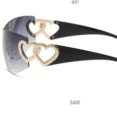 Y2K Sunglasses Rimless Gradient Lens Oversized Futuristic Eyewear UV400