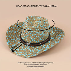 Braided Cow Head Strap Sun Hat Cowboy Style Sun Hat