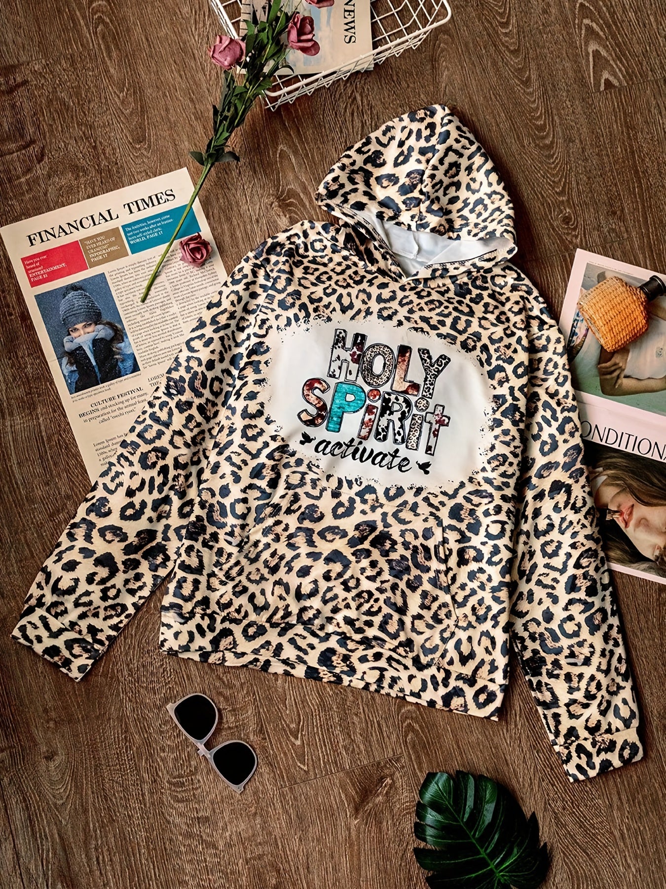 Girls' Animal Print Hooded Sweatshirt Pullovers Casual Hoodie Tops