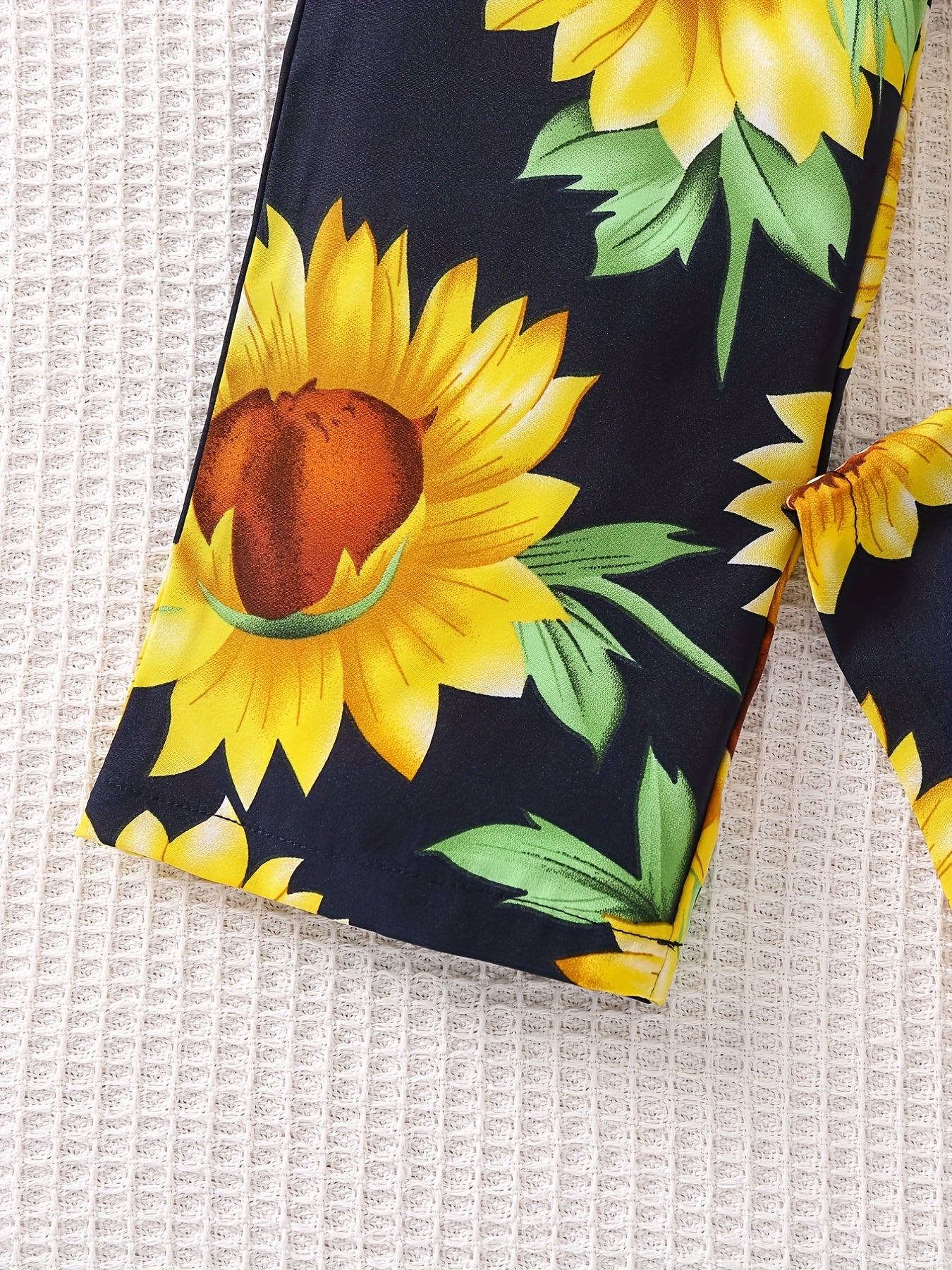 Girls Sunflower Off Shoulder Jumpsuit One Piece Romper