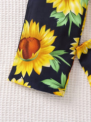 Girls Sunflower Off Shoulder Jumpsuit One Piece Romper