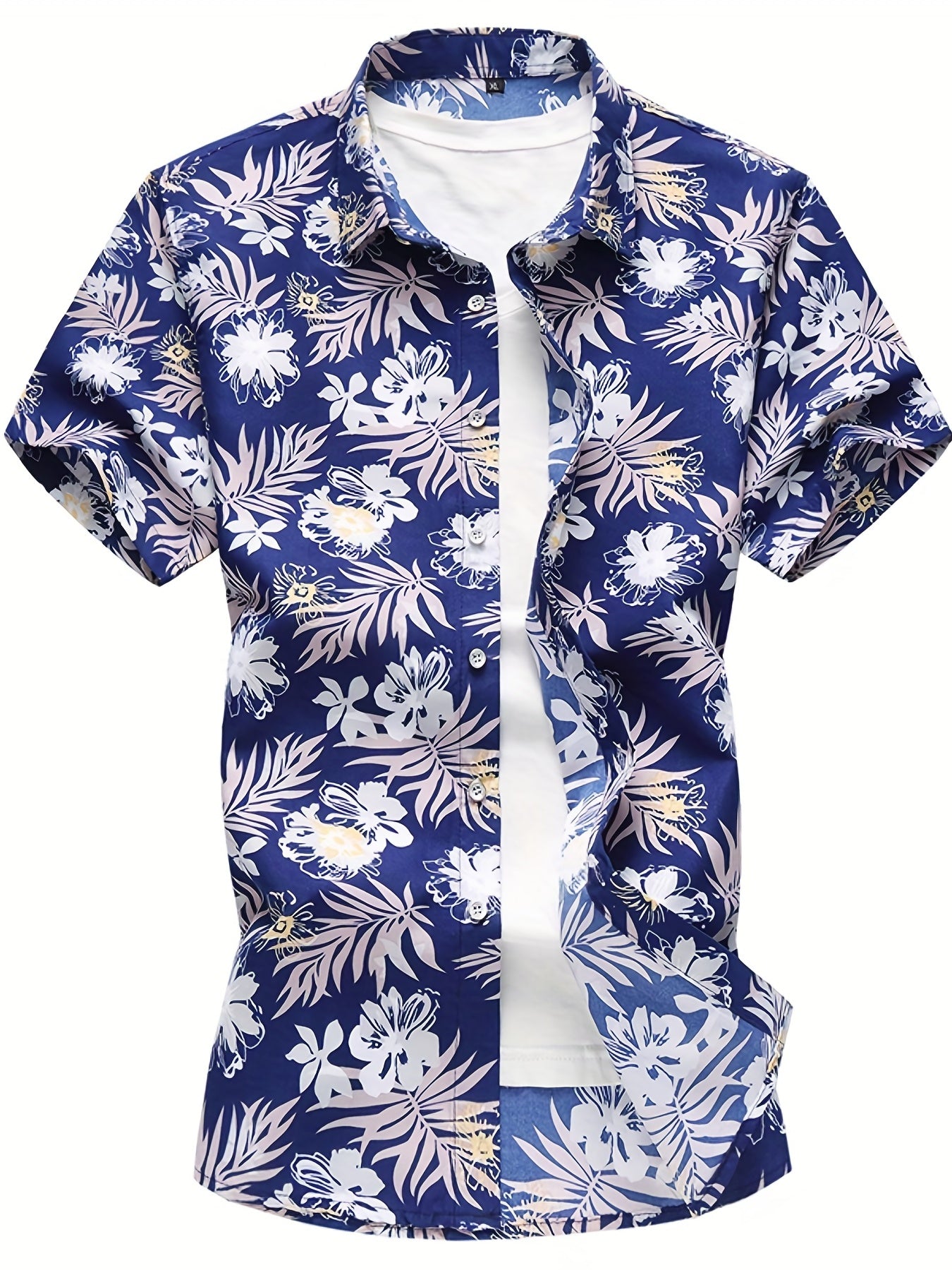 Men's Floral Print Camp Collar Hawaiian Shirt