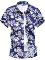Men's Floral Print Camp Collar Hawaiian Shirt