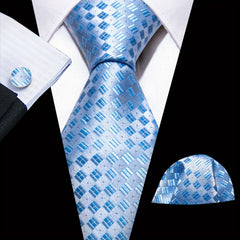 Men's Jacquard Tie & Cufflinks Set For Party Wedding Prom