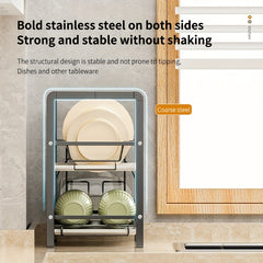 Foldable Kitchen Dish Rack with Chopstick Holder & Cutting Board Holder