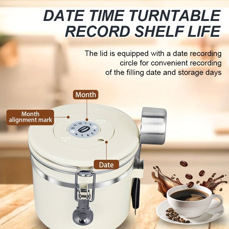 Stainless Steel Coffee Bean Sealed Jar with Measuring Spoon