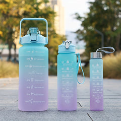 Gradient Plastic Straw Sports Water Bottle Large Capacity