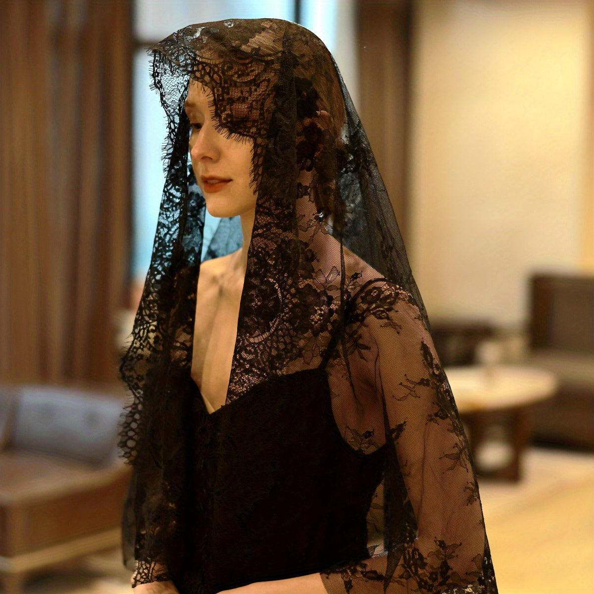Bridal Mesh Veil With Lace Flower Wedding Party Hair Accessories Head Piece