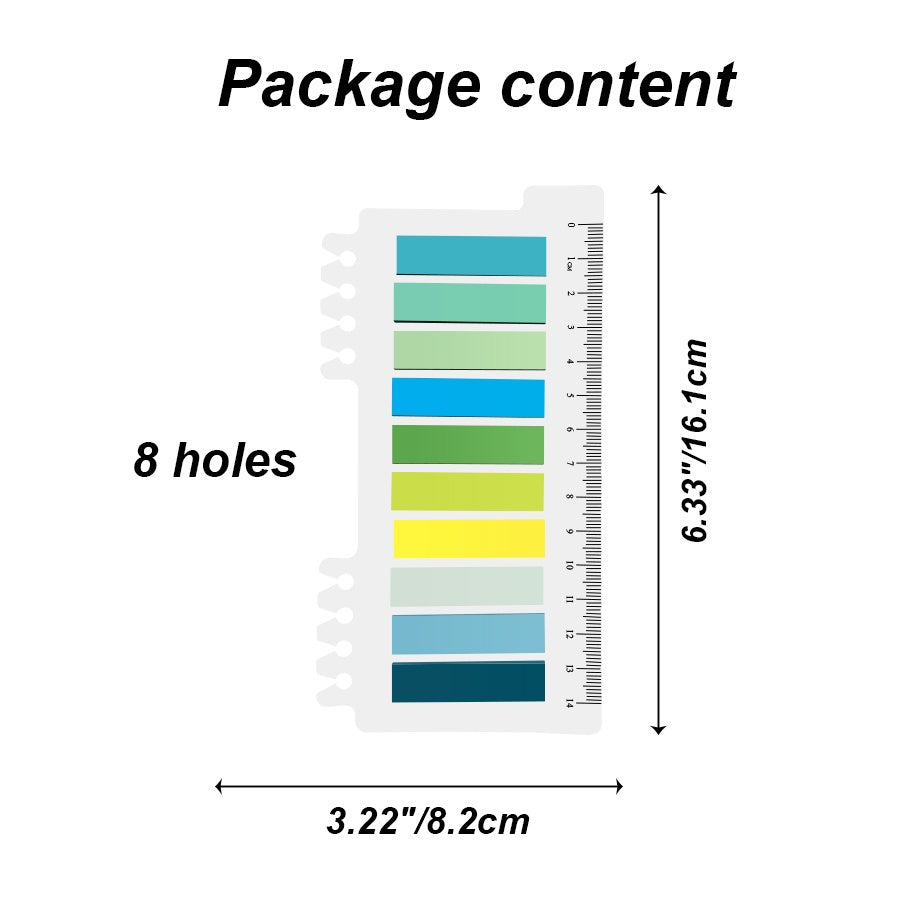 200 Sheets Sticky Tabs with Ruler 10 Colors Book Tabs