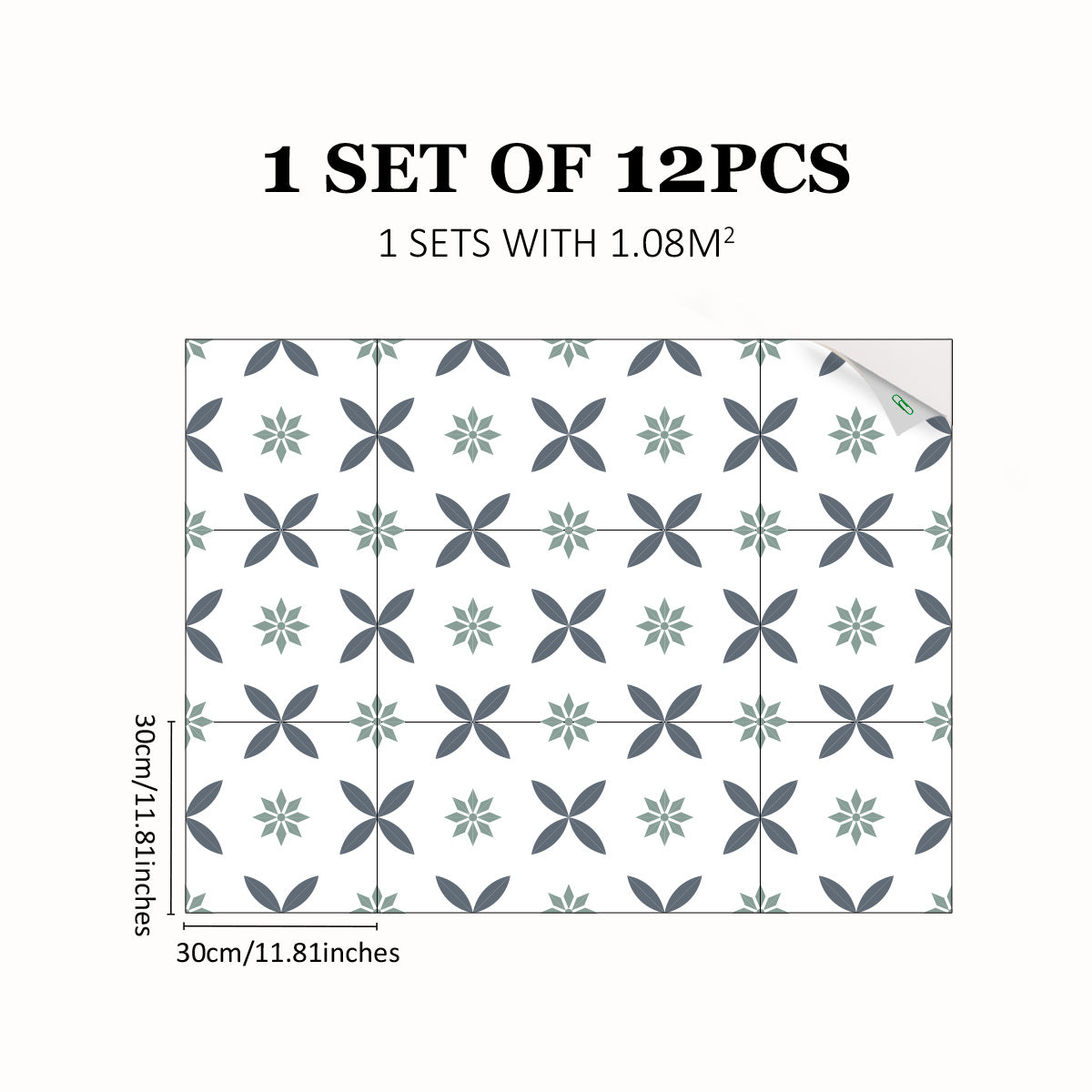 Boho Floor Stickers Waterproof Self-adhesive Tile Stickers 12pcs