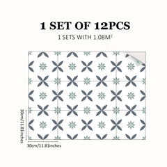 Boho Floor Stickers Waterproof Self-adhesive Tile Stickers 12pcs