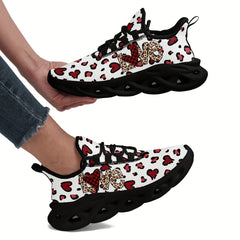 Heart Pattern Women's Running Shoes Soft Sole Athletic Sneakers