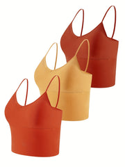 Solid Cami Sports Tank Top Yoga Workout Top Women's Activewear
