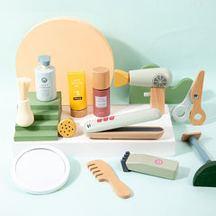 Wooden Hairdressing Set Kids Hair Salon Toy Set