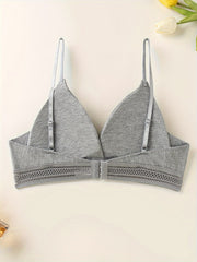 3 Pcs Solid Push Up Bra Comfy & Breathable Women's Lingerie