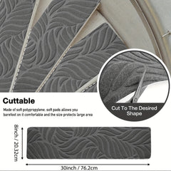 Non Slip Stair Treads for Wooden Steps - Set of 15 Leaf Gray