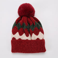 Wave Pom Beanie Women's Winter Soft Knit Beanie Hat With Pom Pom