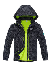 Boys Starry Dots Print Windbreaker Fleece Lining Hooded Jacket