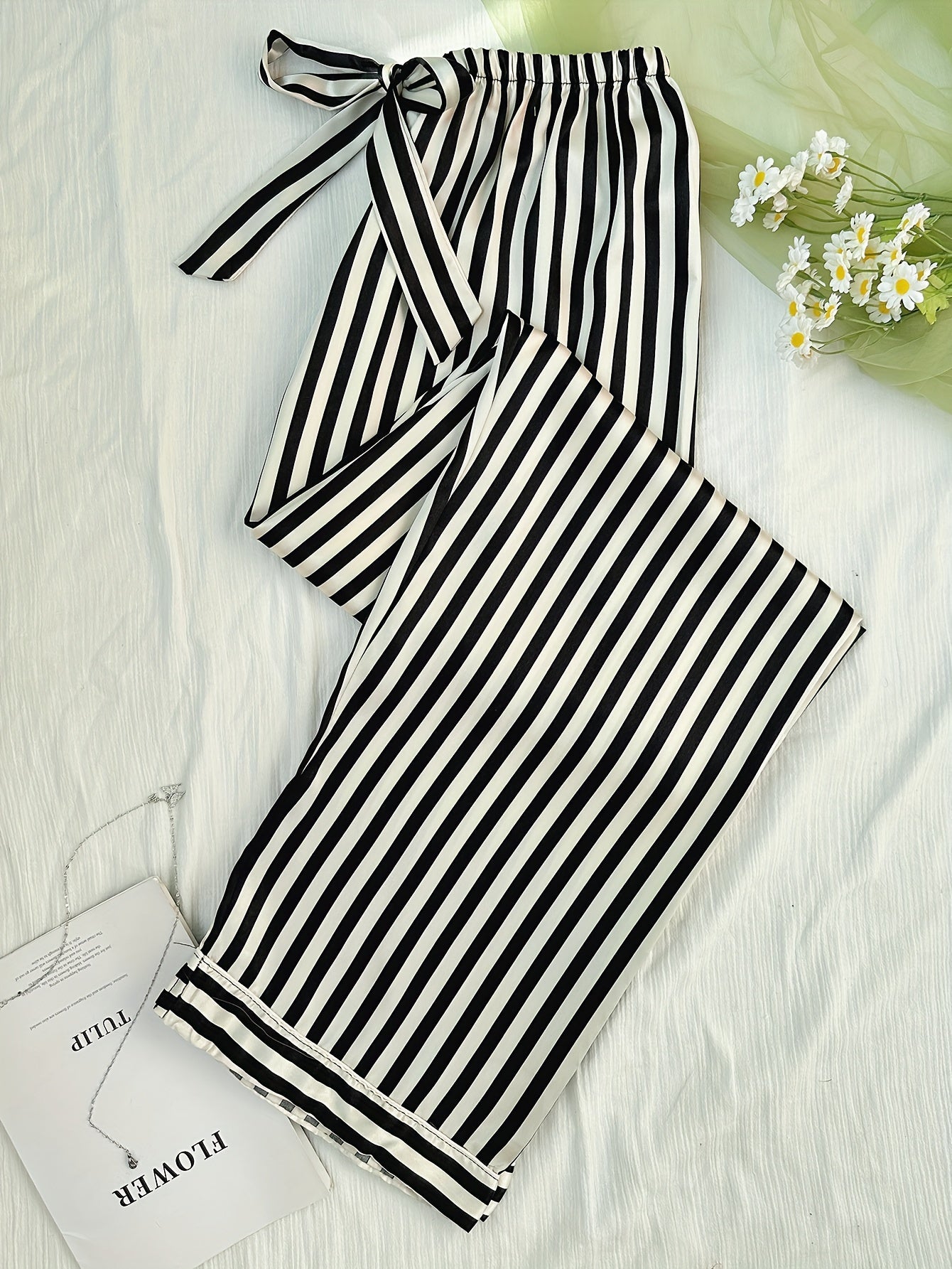 Striped Bow Sleep Bottoms Home Sleep Pants