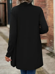 Cardigan Women's Plus Solid Long Sleeve Shawl Collar Open Front Coat