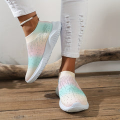 Women's Rhinestone Knit Sock Sneakers Lightweight Slip On Shoes