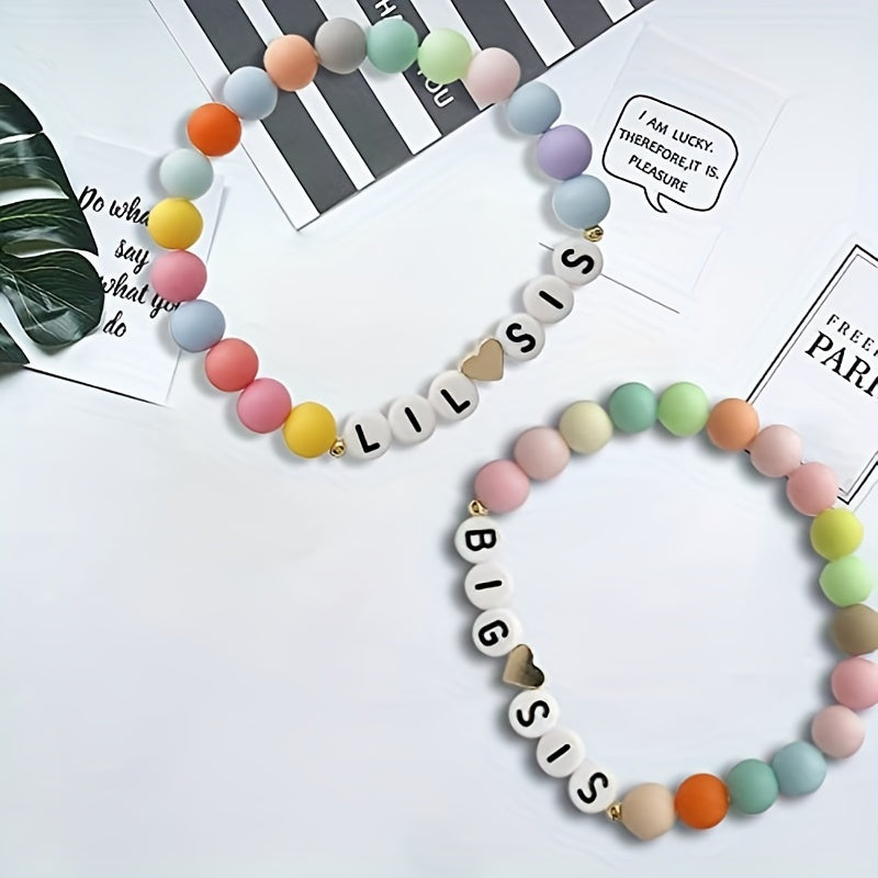 Multicolor Beaded Bracelet for Sisters Clay Girls Accessories