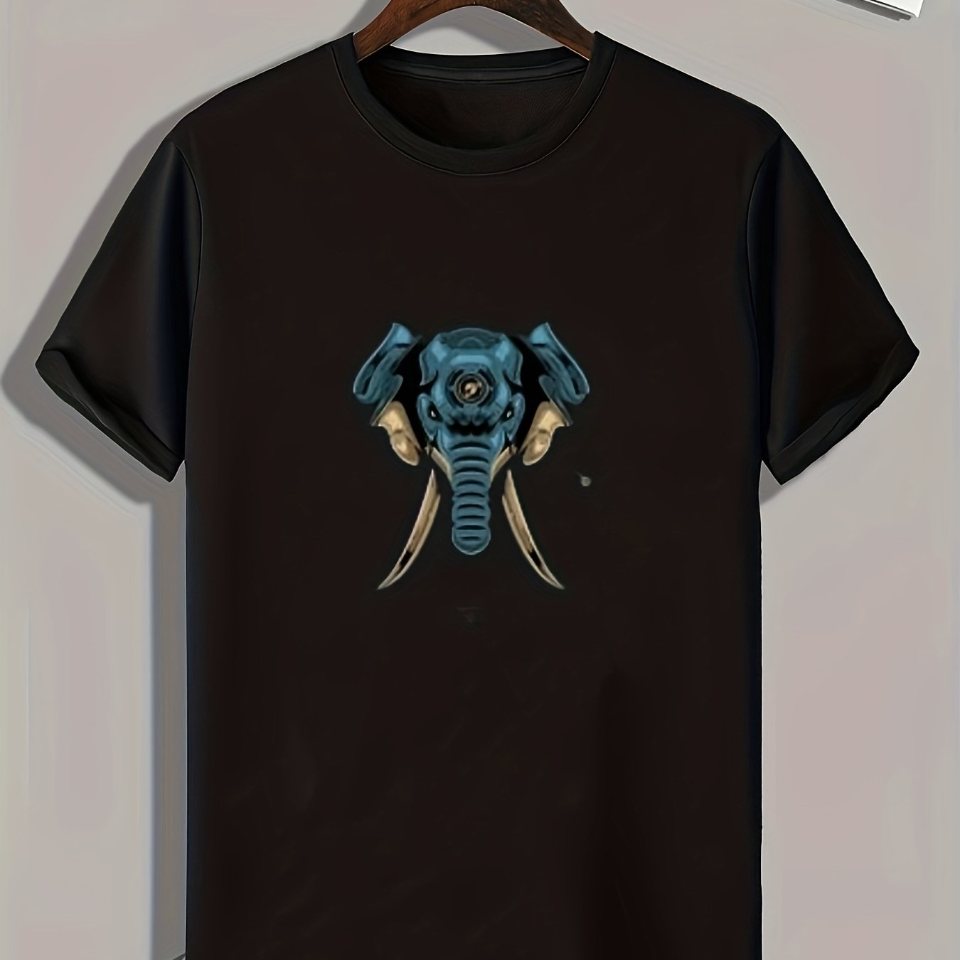 Elephant Pattern Print Men's Comfy Sports T-shirt