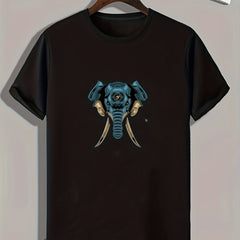 Elephant Pattern Print Men's Comfy Sports T-shirt