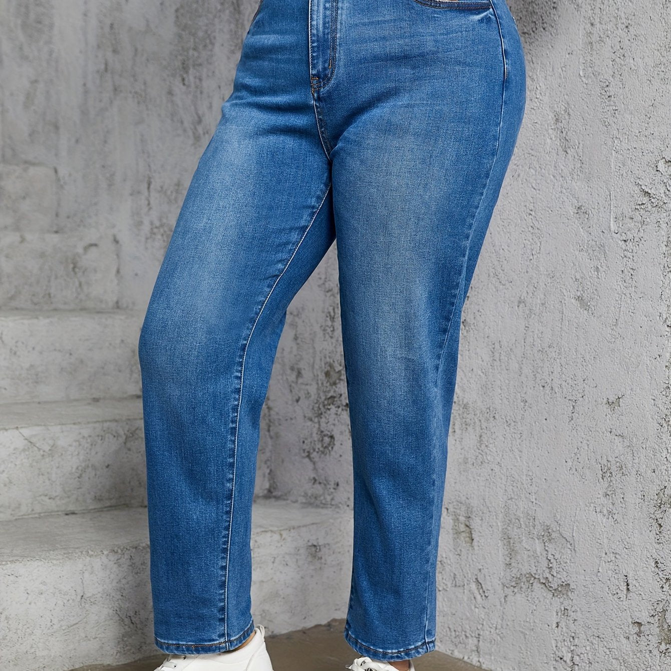 Button Fly High Rise Tapered Leg Jeans