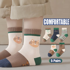 Boy's Vintage Colour Block Crew Socks - Comfy Knitted Socks for Kids
