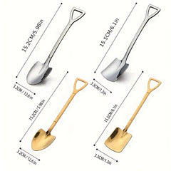2pcs Stainless Steel Shovel Spoon Coffee Ice Cream Spoon Retro Square Spoon