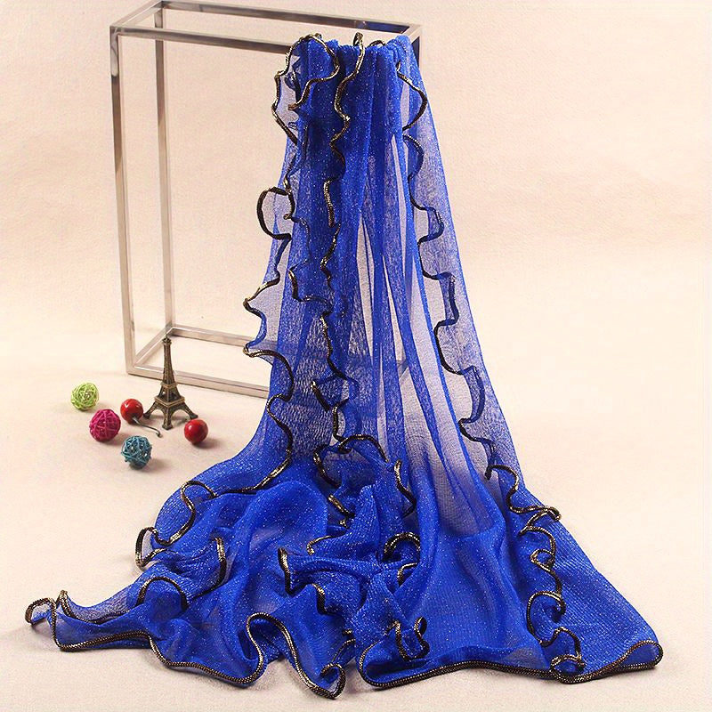 Sparkly Ruffles Scarf Solid Hijab Turban Travel Beach Towel