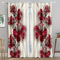 3D Crystal Red Rose Curtain with Carabiner - 50 Shades Noble Rose D