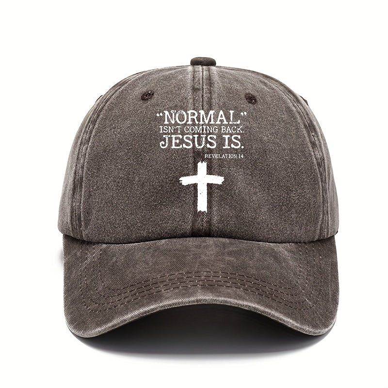 Cross Print Vintage Baseball Cap Sunscreen Sports Hat Washed Distressed Dad Hat