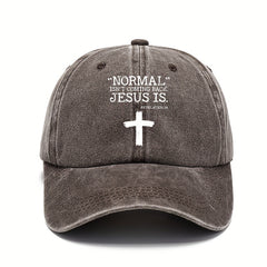 Cross Print Vintage Baseball Cap Sunscreen Sports Hat Washed Distressed Dad Hat