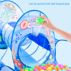 Kids Ocean 3-In-1 Tent Game House Indoor Baby Foldable Toy House