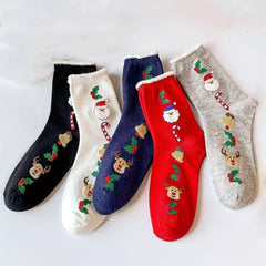 5 Pairs Christmas Print Socks Women's Stockings & Hosiery