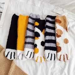 5 Pairs Cat Claw Socks Warm & Fuzzy Women's Stockings