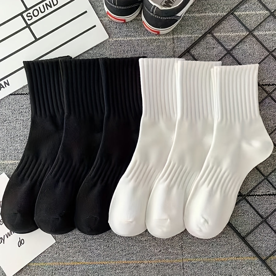6 Pairs Ribbed Mid Tube Socks Women's Stockings
