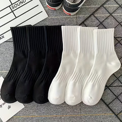 6 Pairs Ribbed Mid Tube Socks Women's Stockings