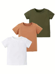 3pcs Toddler Girl's Short Sleeve Summer T Shirts Crew Neck Basic Tee Set