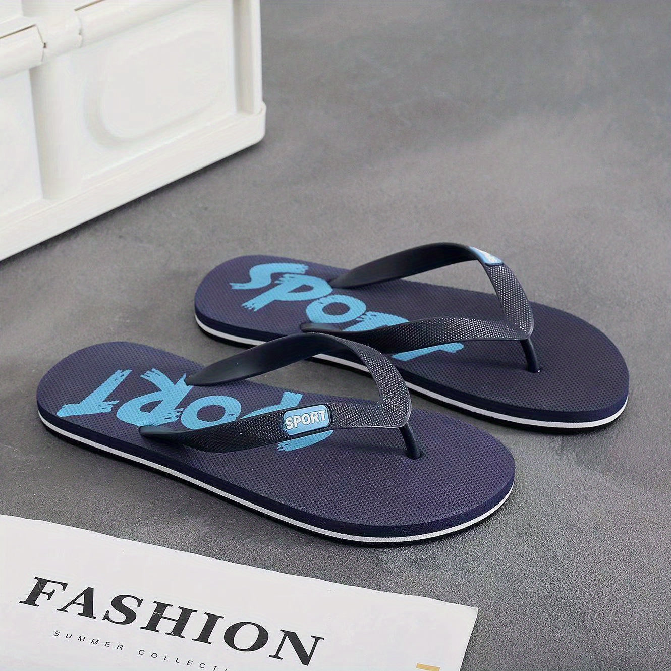 Men's Casual Letter Print Slip On Flip Flops Lightweight Non slip Thong Sandals
