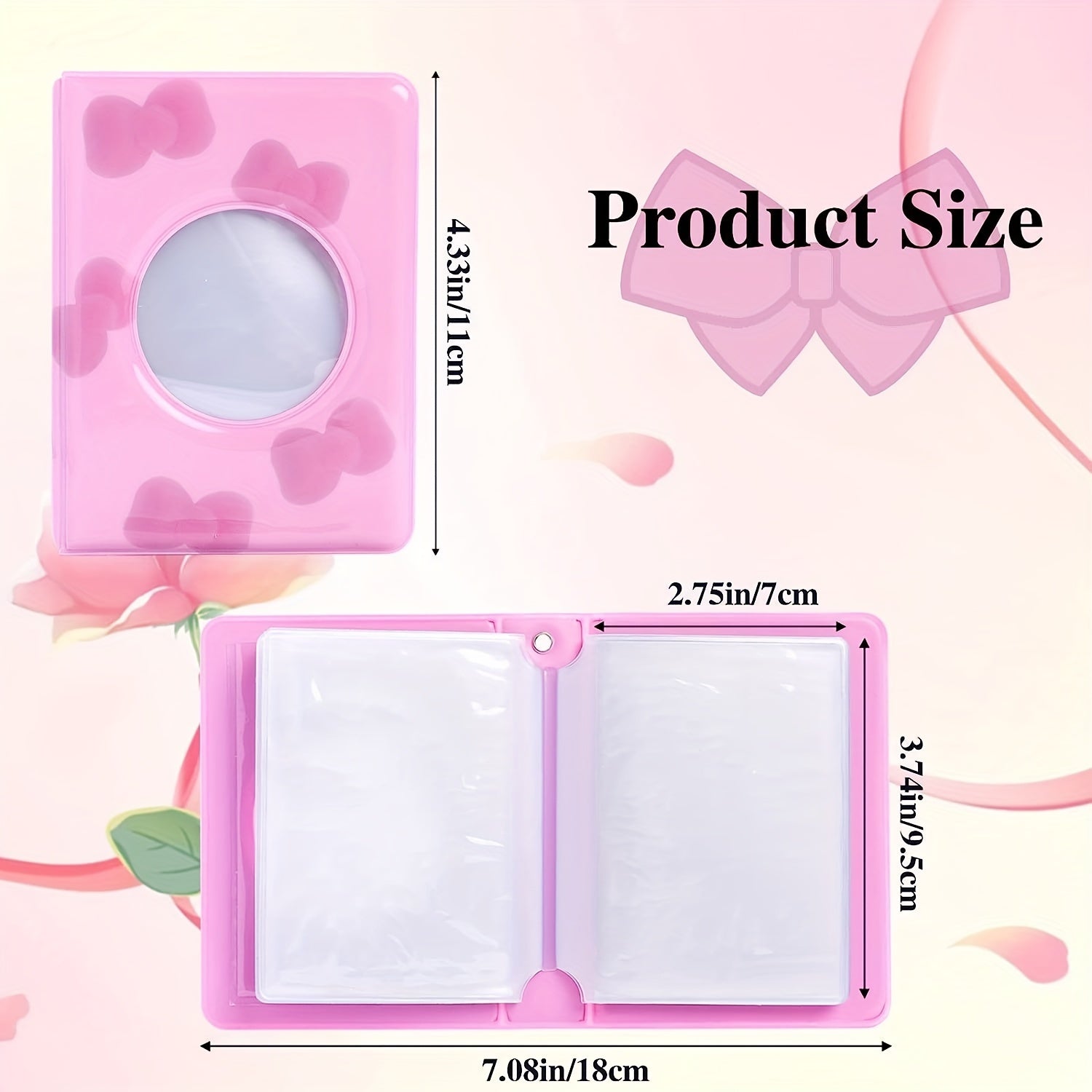 3 Inch Mini Kpop Photo Holder Book Pink Bow Photo Card Album