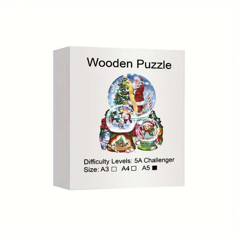 Christmas Theme Wooden Puzzle Animal Shaped Wooden Toys Santa Snowman
