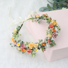 Rose Rattan Wreath Headband Sweet Hair Accessories