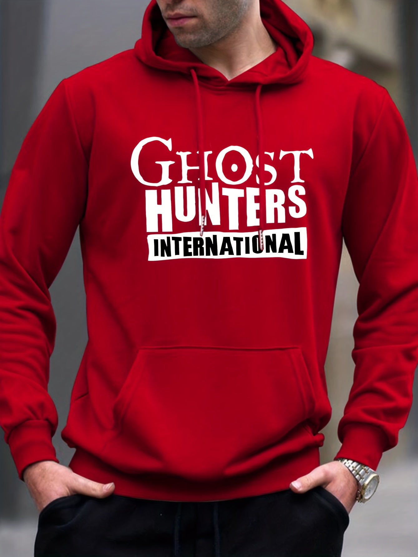 GHOST HUNTER Hoodie Men's Casual Graphic Pullover Hooded Sweatshirt