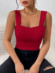 Solid Cami Top Sexy Slim Fit High Stretch Tank Top