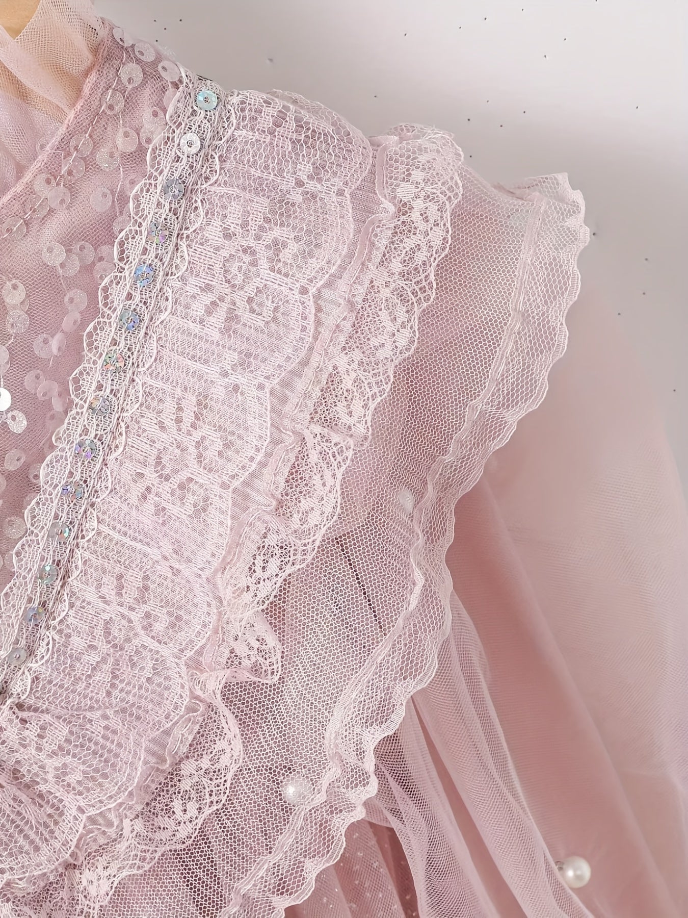 Frill Trim Bead Detail Fairy Princess Dress for Toddler Girls