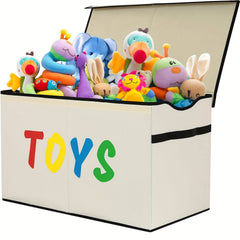 Large Beige Toy Box Canvas Soft Fabric Children Toy Storage Bin