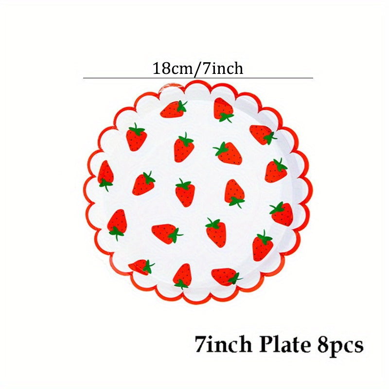 10pcs Strawberry Fruit Patterned Tableware for Parties & Events